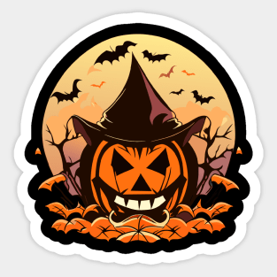Pumpkin-Lit Spooky Halloween Night Sticker